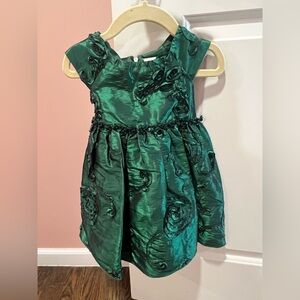 Toddler Green Dress with Floral Accents